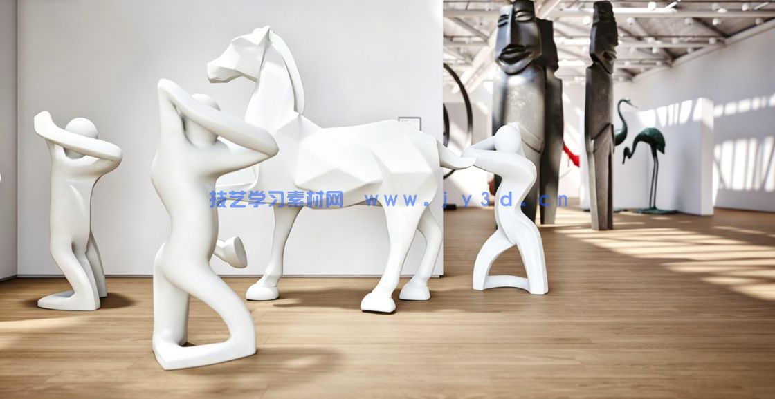 现代艺术展览空间室内可视化实时渲染场景UE游戏素材(图3) 现代艺术展览空间室内可视化实时渲染场景UE游戏素材(图3)