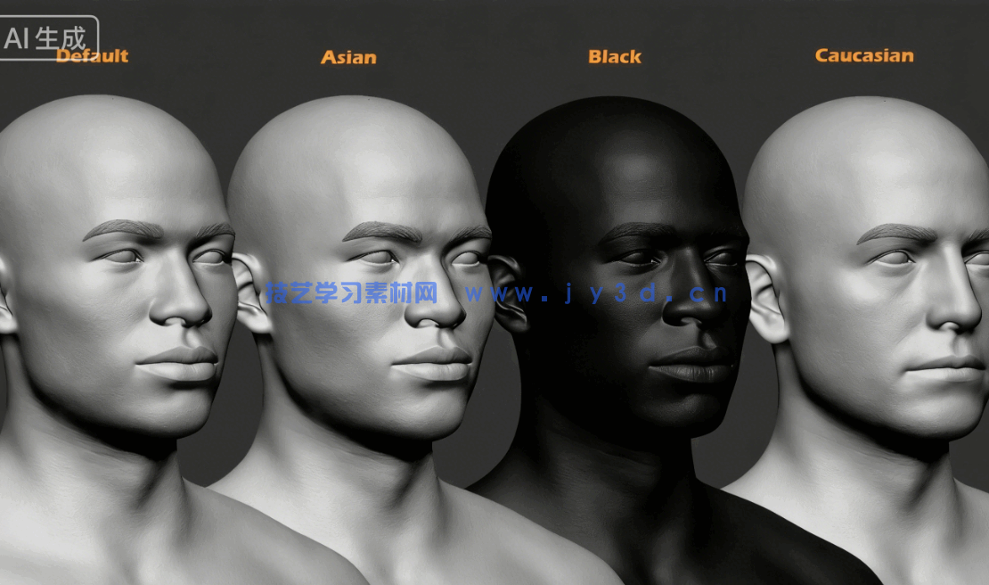 男性女性角色肌肉骨骼建模雕刻基础网格3D模型合集(图5)