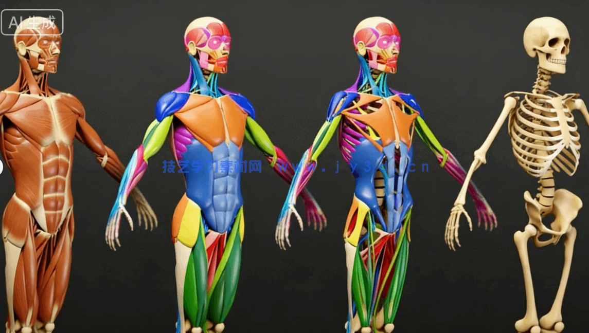 男性女性角色肌肉骨骼建模雕刻基础网格3D模型合集(图10)