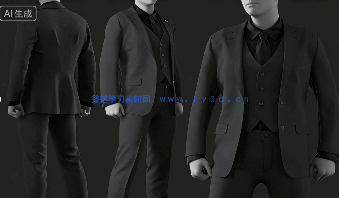 男性西装男士服装Marvelous Designer和CLO 3D项目文件3D模型(图2)