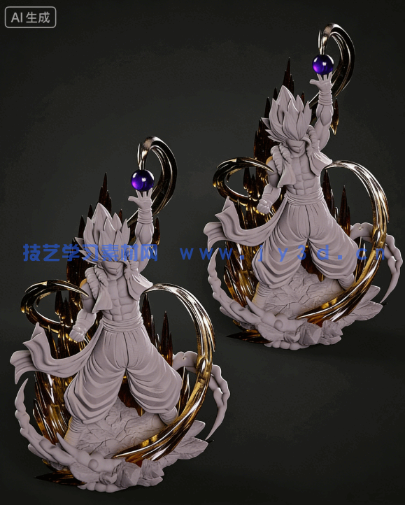 悟吉塔Gogeta《龙珠Z》动漫角色雕刻手办3D打印模型(图8)