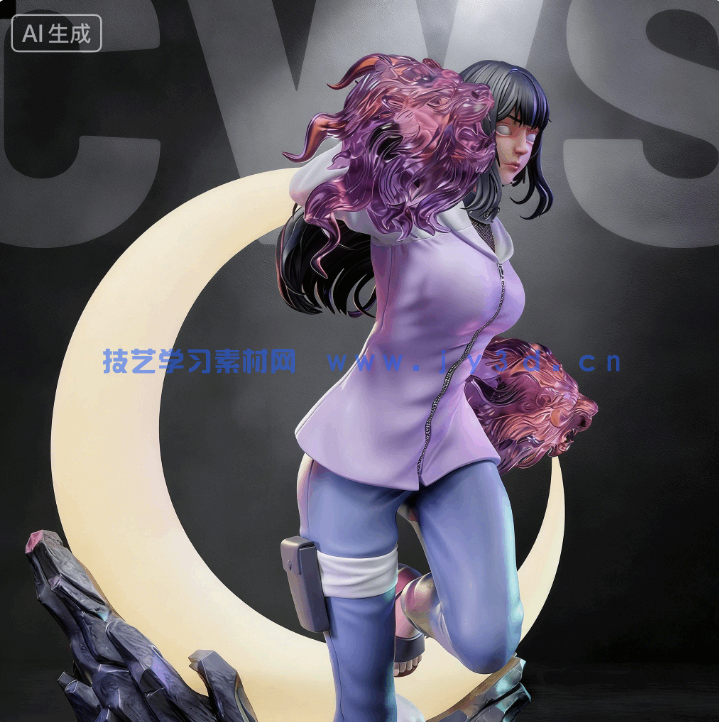 日向雏田Hinata Hyuga是《火影忍者》动漫角色雕刻手办3D打印模型(图3)