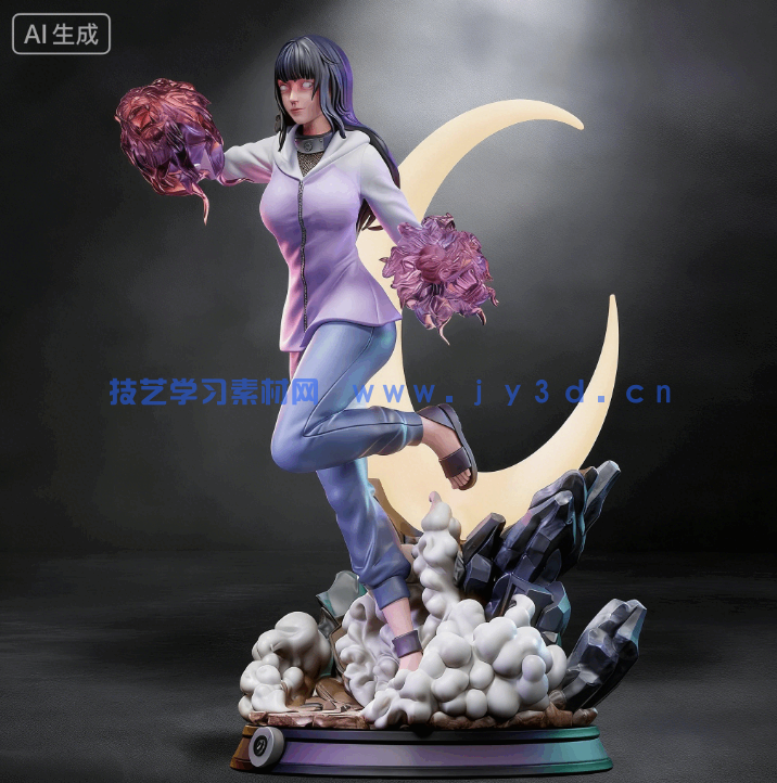 日向雏田Hinata Hyuga是《火影忍者》动漫角色雕刻手办3D打印模型(图4)