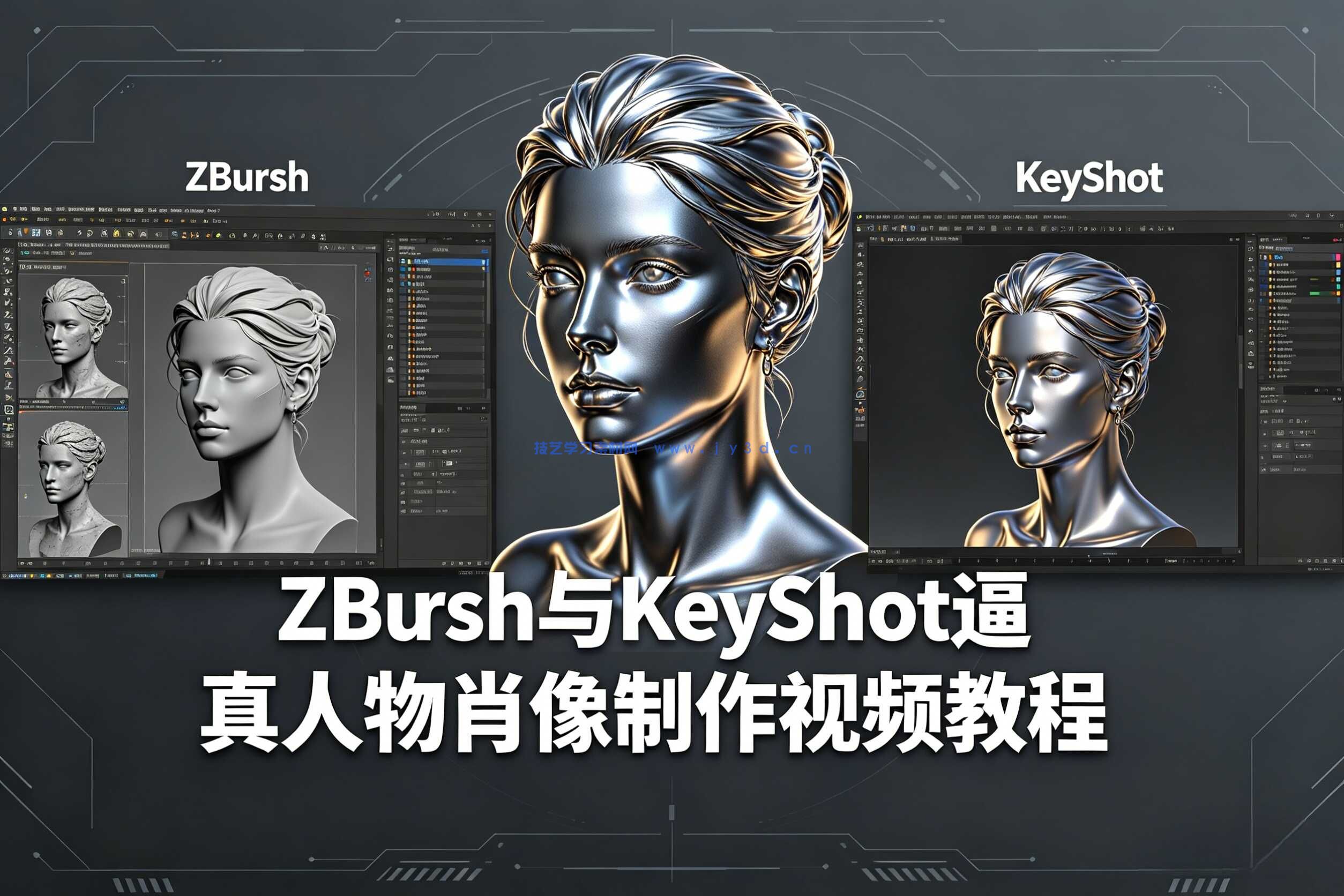 ZBrush与KeyShot逼真人物肖像制作视频教程 