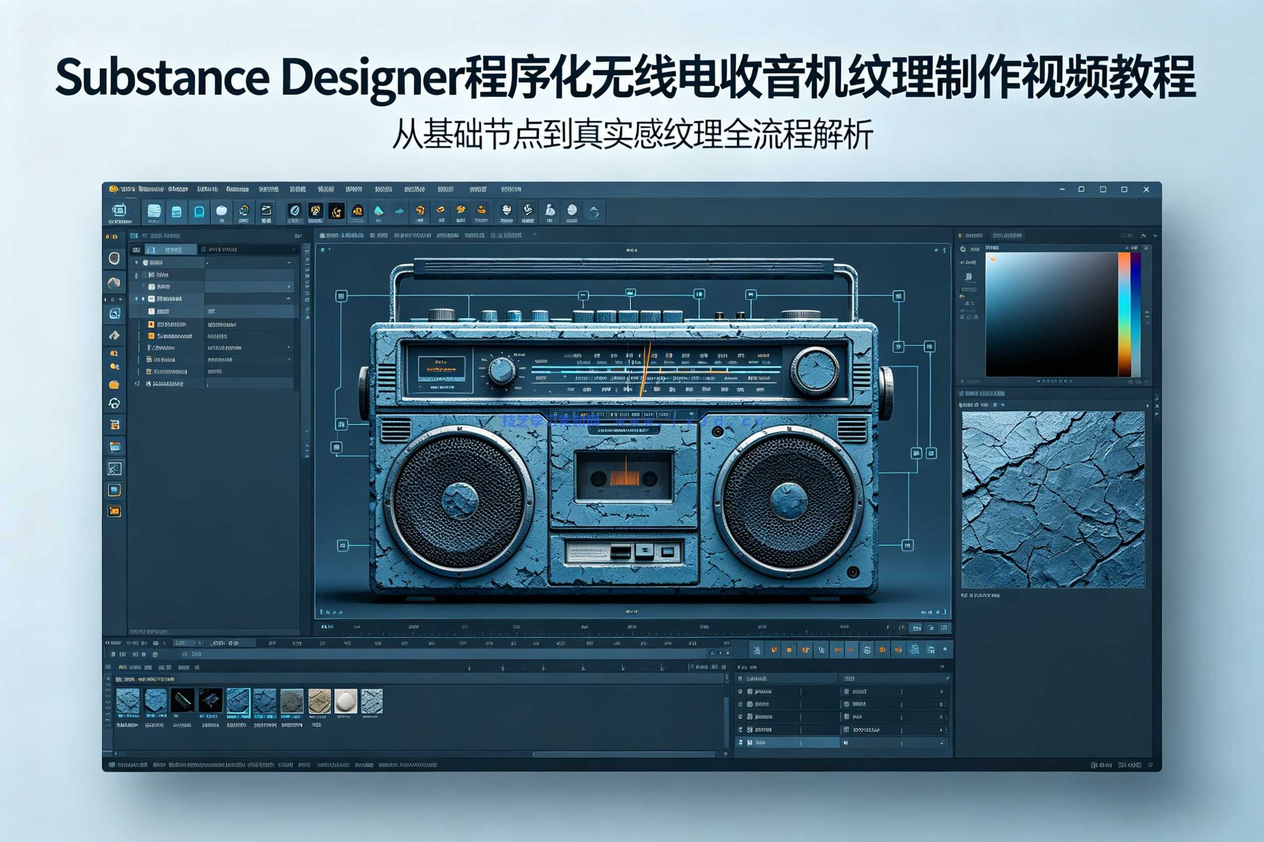Substance Designer程序化无线电收音机纹理制作视频教程