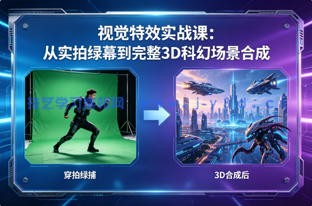视觉特效实战课：从实拍绿幕到完整 3D 科幻场景合成