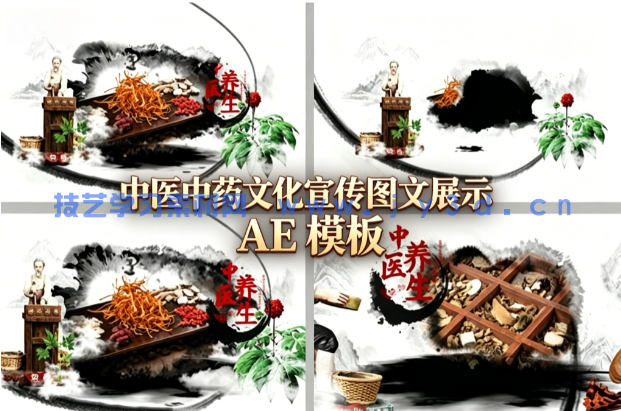 中医中药文化宣传图文展示 AE 模板