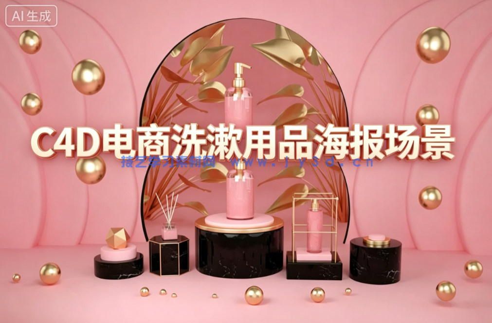 C4D电商洗漱用品海报场景