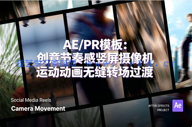 AE/PR模板：创意节奏感竖屏摄像机运动动画无缝转场过渡