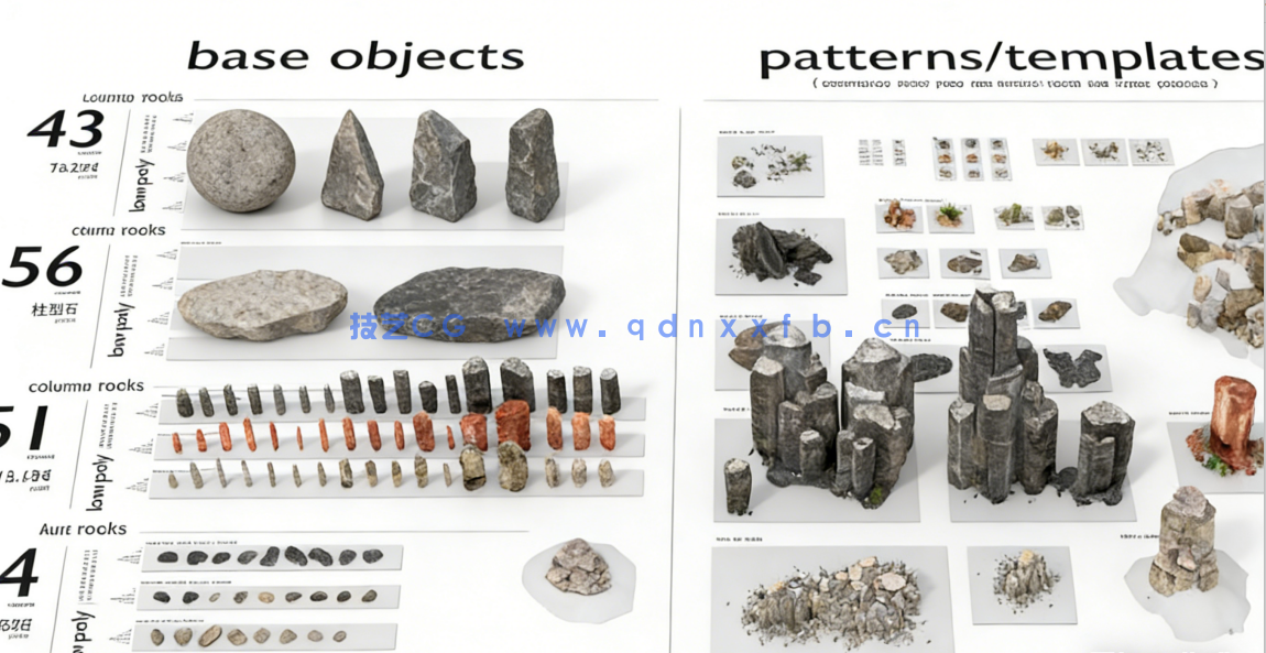 300多个C4D卡通风格游戏风景岩石假山石头模型合集(图2) 300多个C4D卡通风格游戏风景岩石假山石头模型合集(图2)