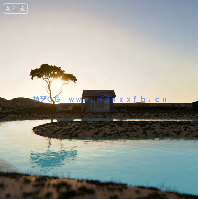 Blender湖面山水风景木屋3d模型场景工程文件带材质灯光素材(图1) Blender湖面山水风景木屋3d模型场景工程文件带材质灯光素材(图1)