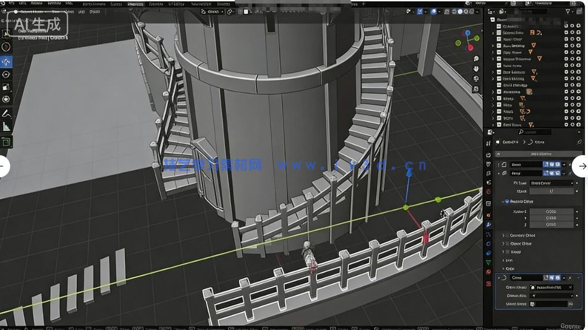 【中文字幕】Blender法师塔建筑环境场景完整制作流程视频教程(图7)